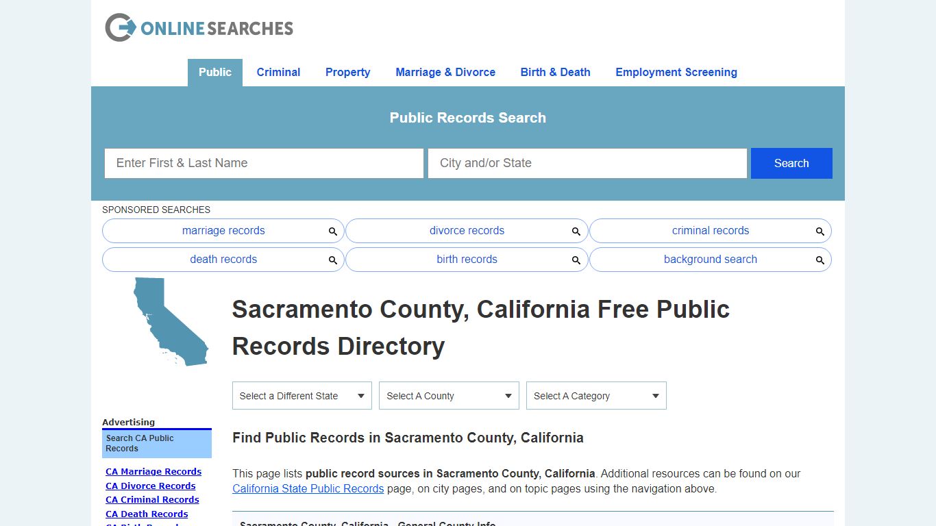 Sacramento County, California Public Records Directory