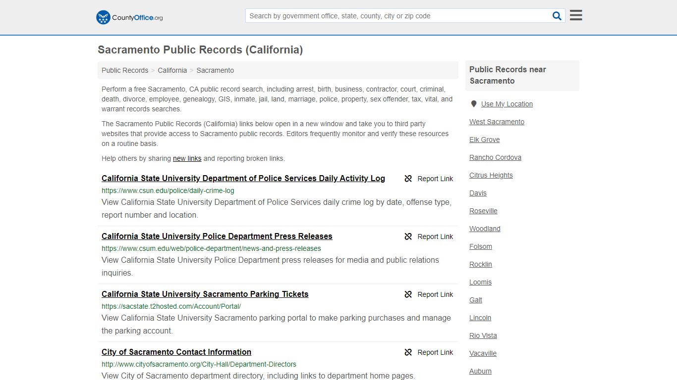 Public Records - Sacramento, CA (Business, Criminal, GIS, Property ...